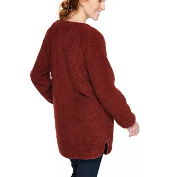 Sonoma Good For Life Sherpa Button Down Jacket in Burgundy Sz XL NWT - Picture 7 of 7